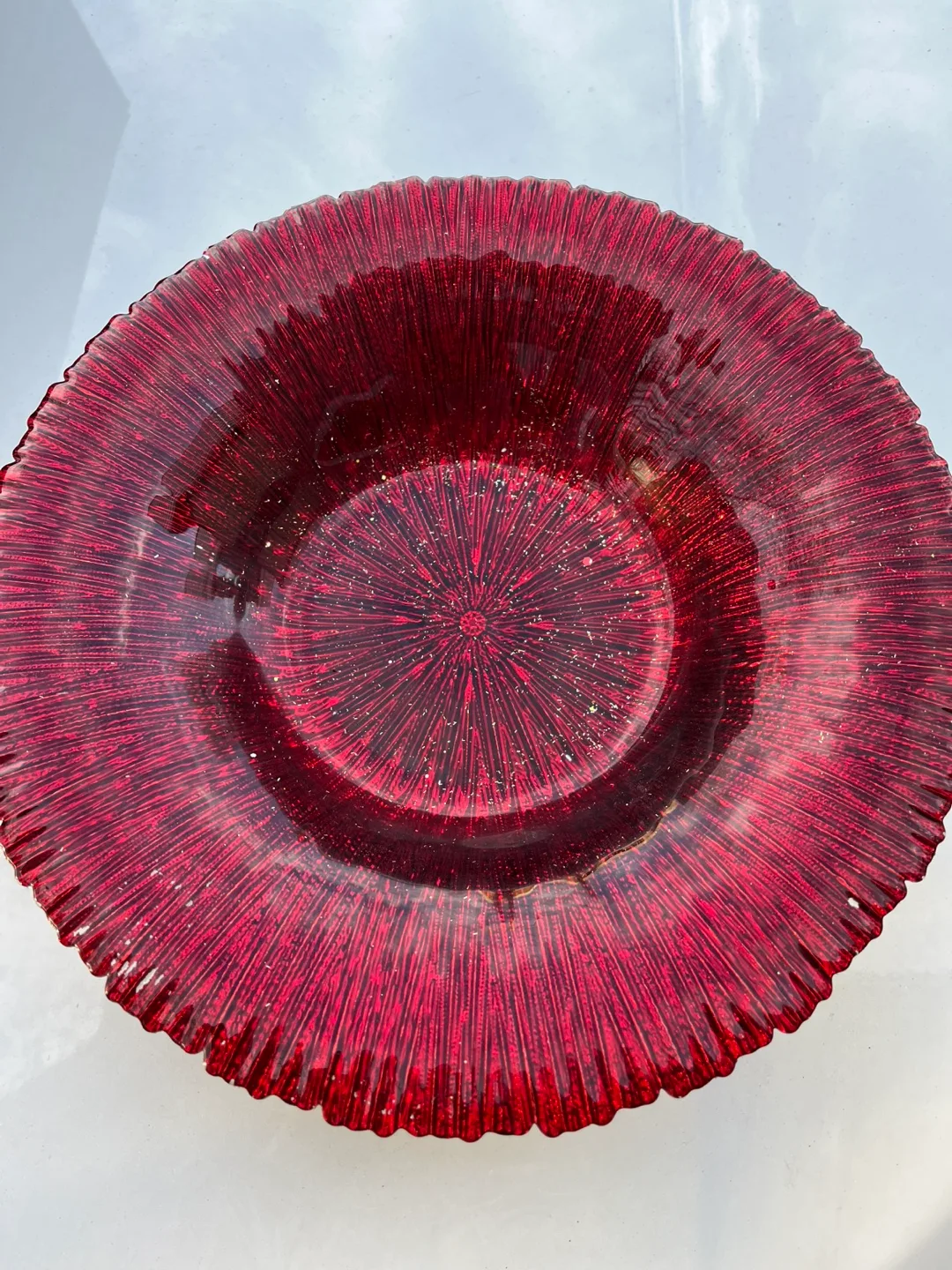 Stunning Red Glass Serving Bowl image indicator(2)