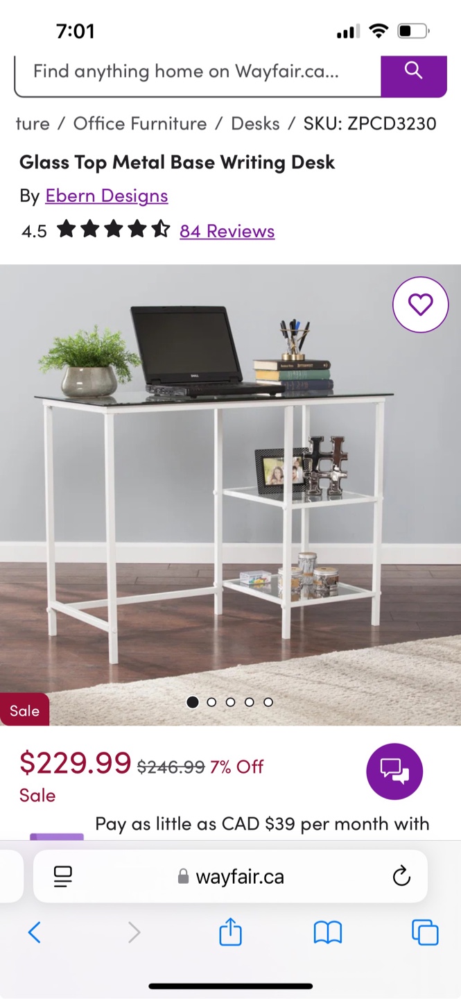 Glass Top Metal Desk - Excellent Condition - photo 3