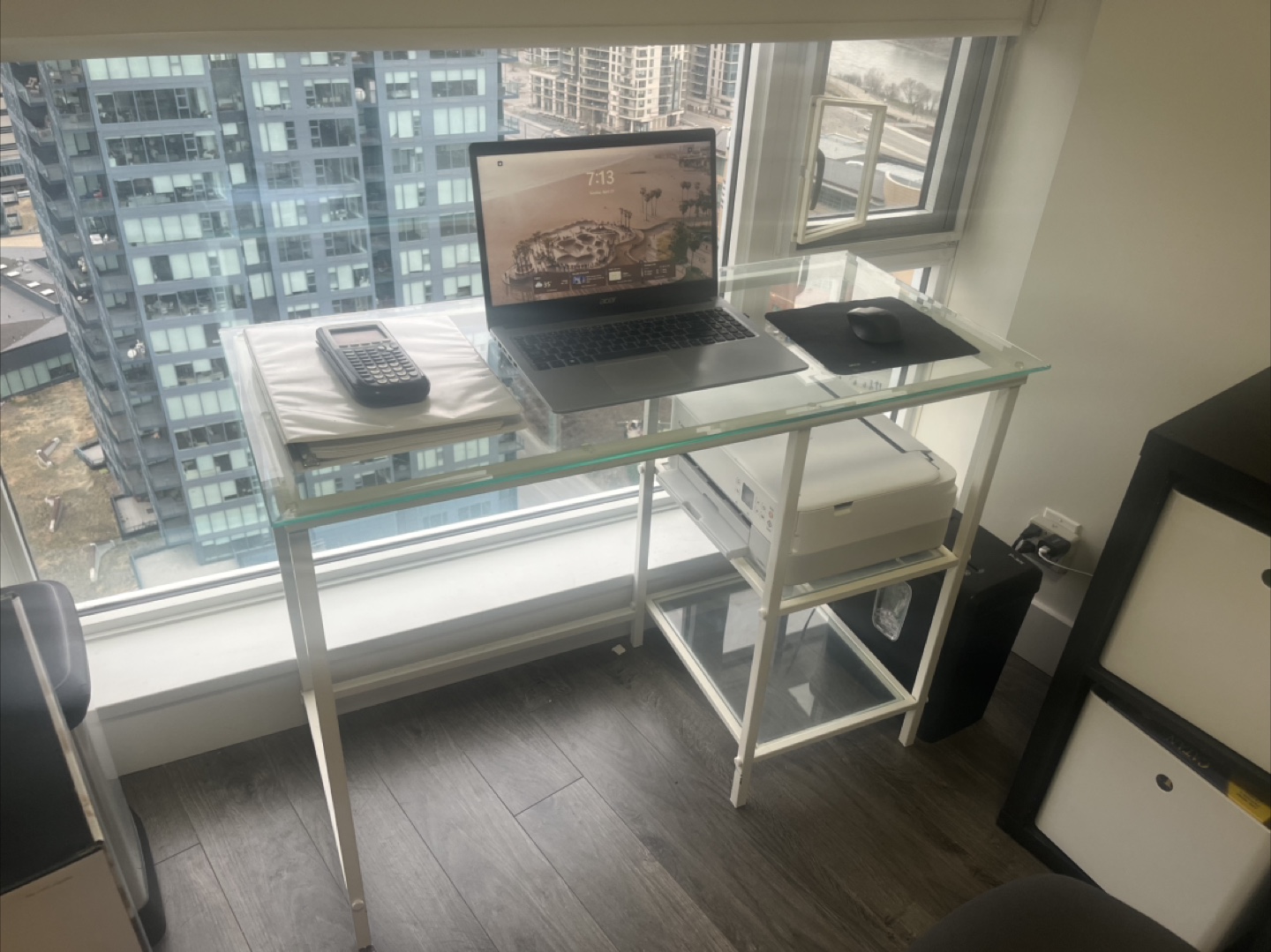 Glass Top Metal Desk - Excellent Condition