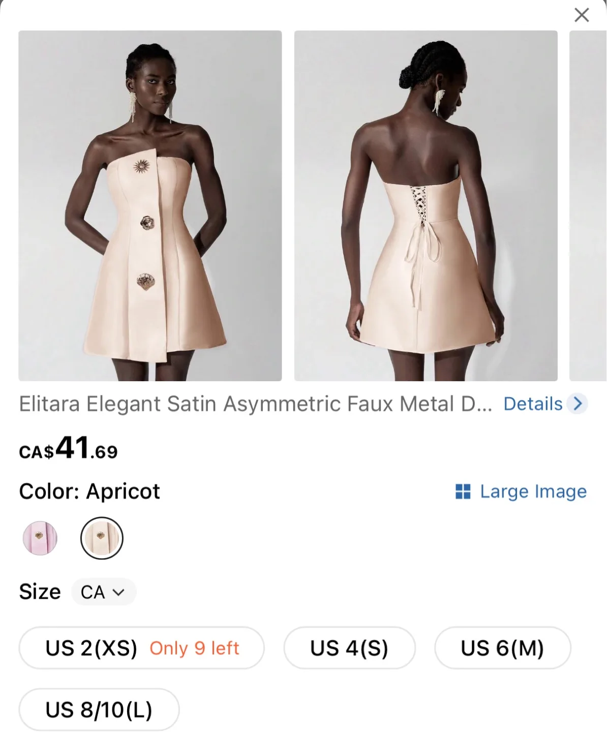 Unique Champagne-Colored Mini Dress with Gold Accents image indicator(6)