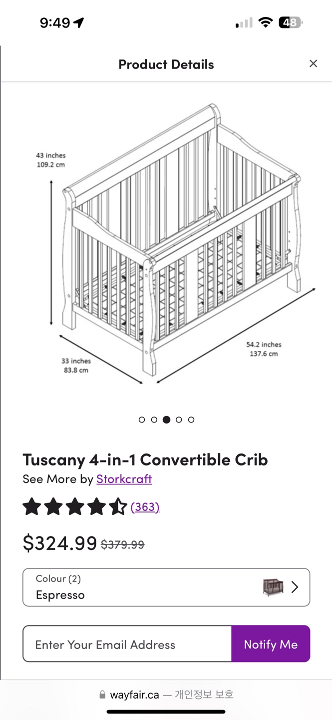 Storkcraft 4-in-1 Convertible Crib - Espresso with mattress - photo 3