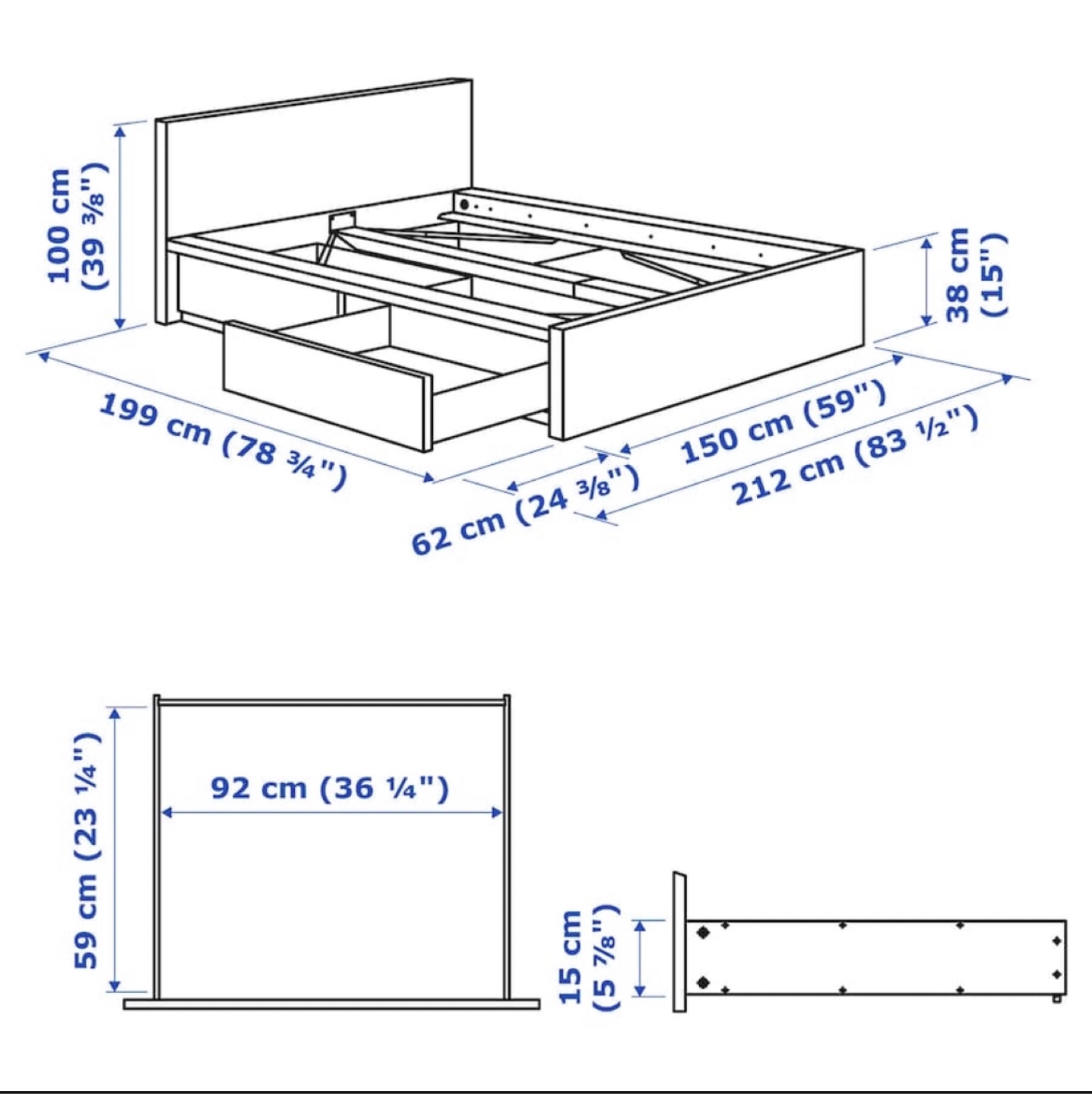 IKEA MALM Queen Bed Frame with Two Storage Drawers - photo 4