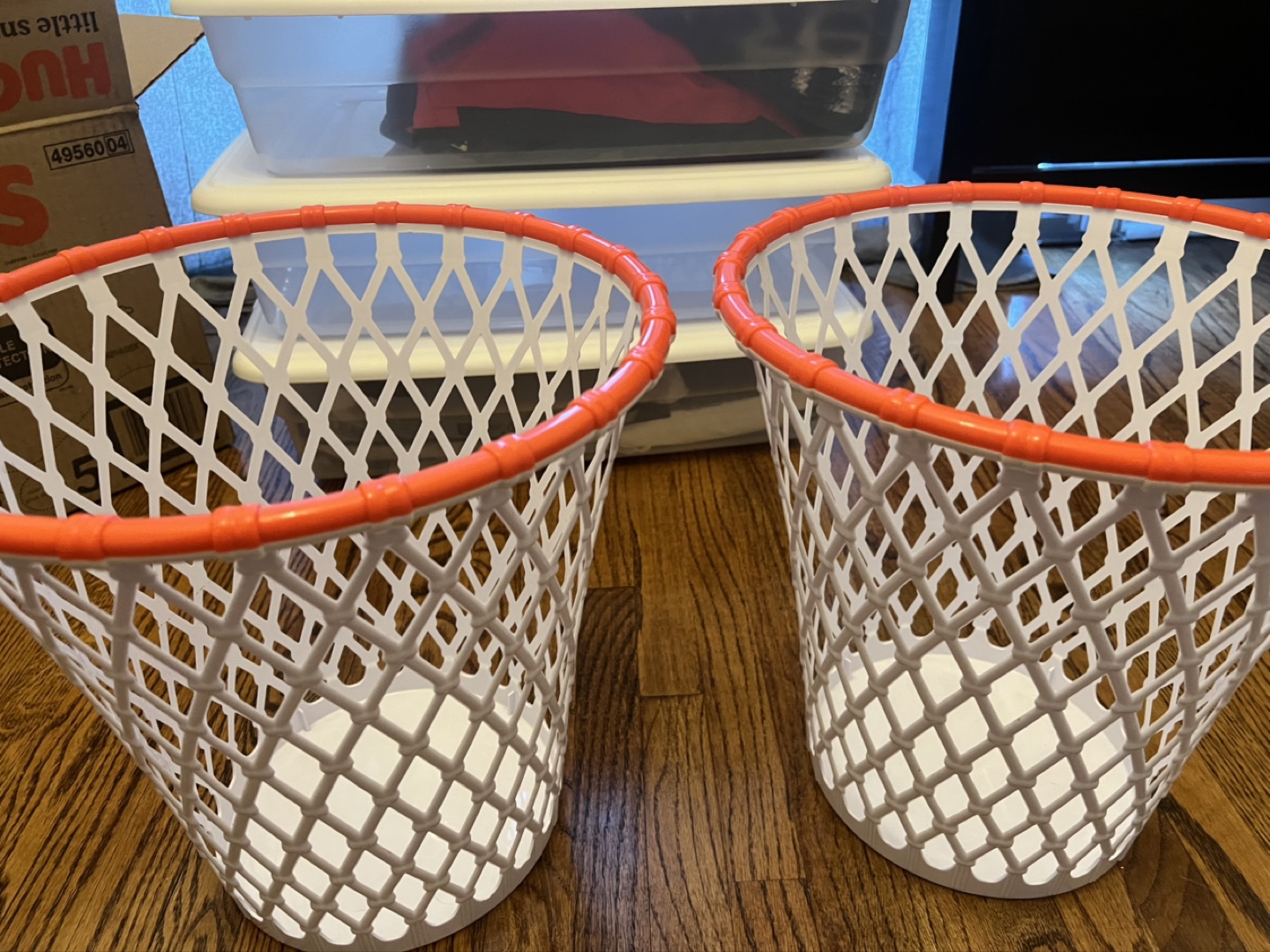 Pair of Basketball Hoop Trash Cans