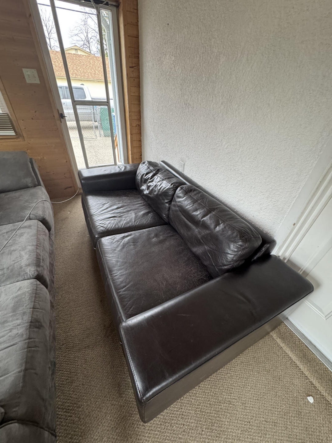 Dark Brown Leather Sofa - photo 2