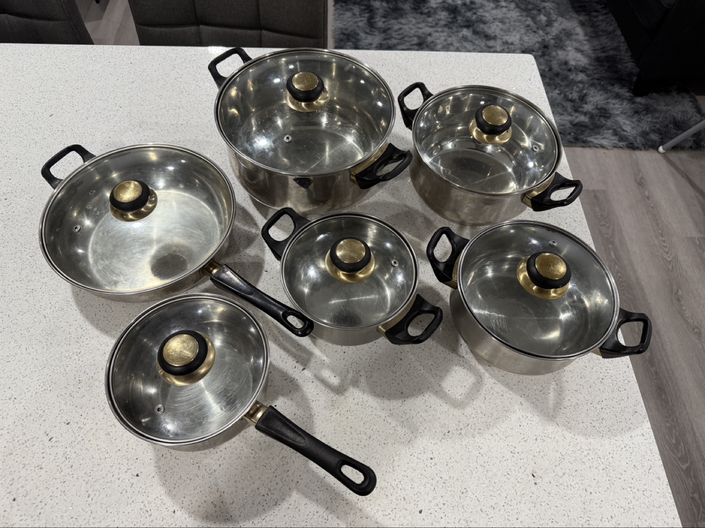 Stainless Steel Cookware Set with Glass Lids
