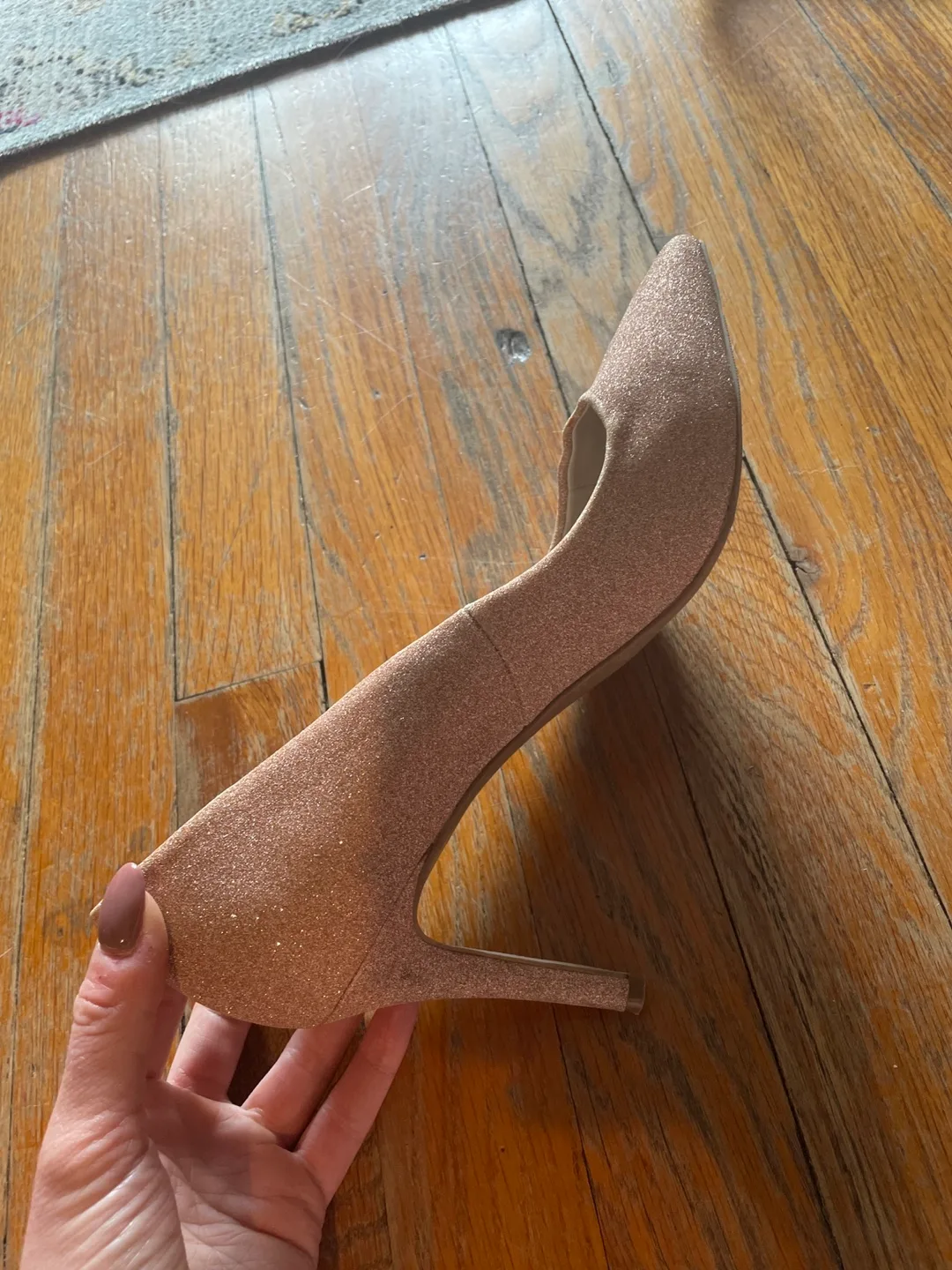 Rose Gold Glitter Heels - Size 9 thumbnail
