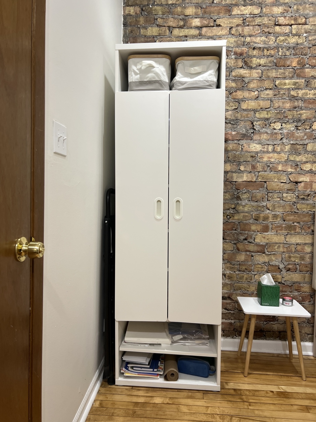White Storage Cabinet with Shelf