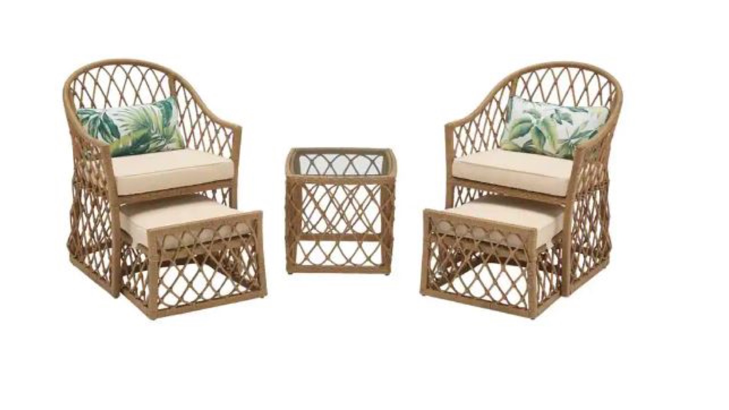 4-Piece Wicker Patio Conversation Set with Ottomans - photo 3