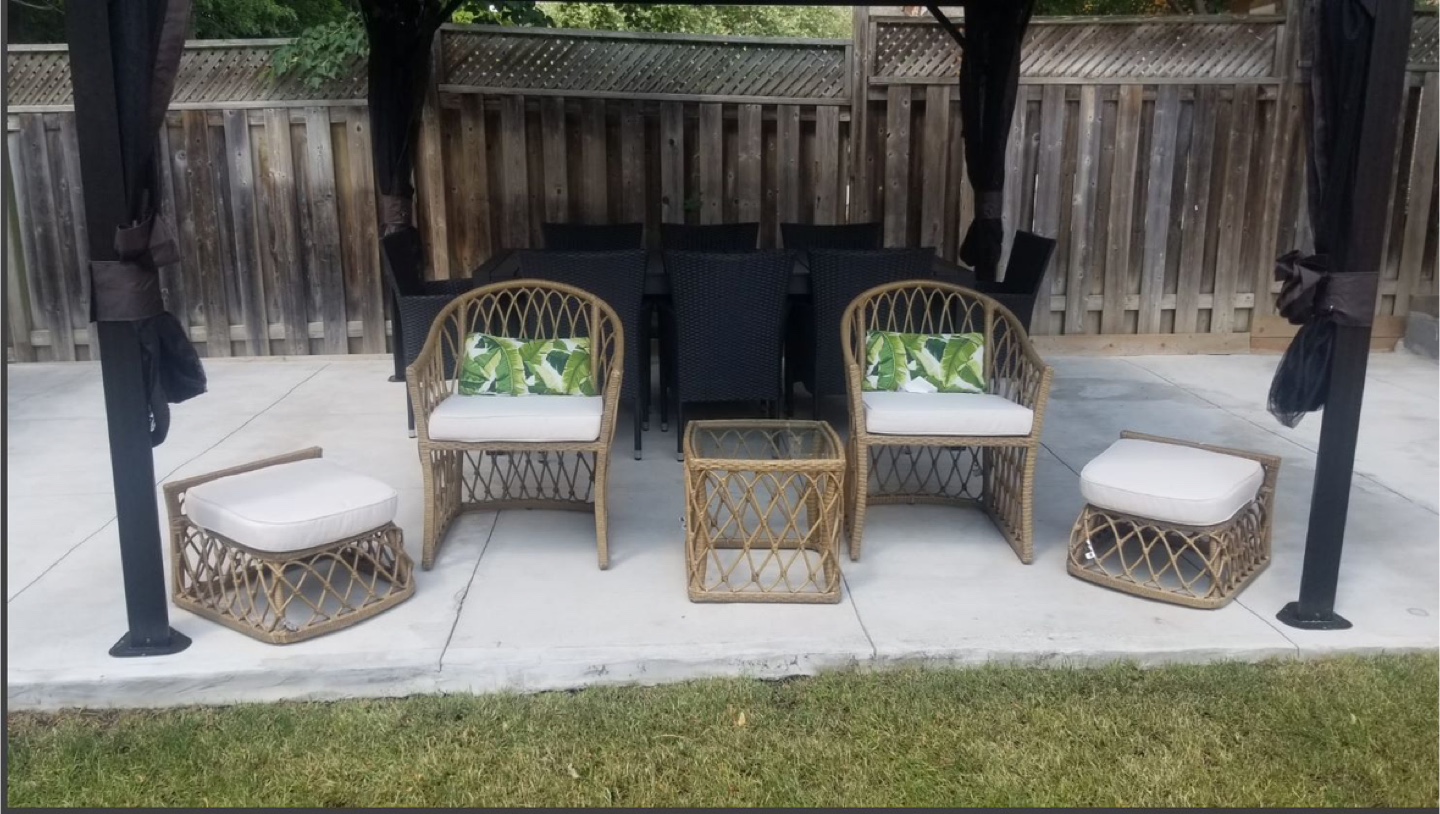 4-Piece Wicker Patio Conversation Set with Ottomans