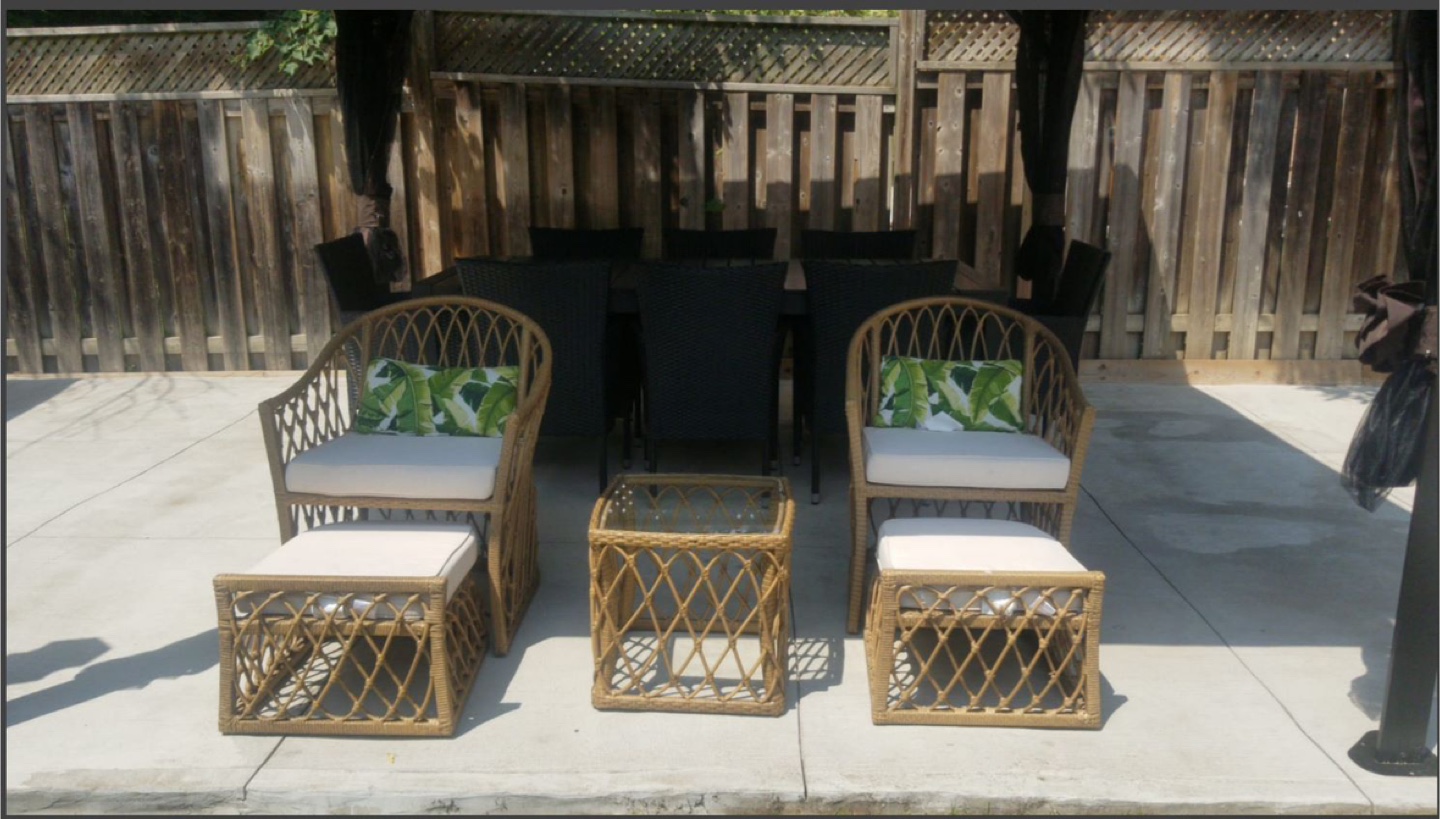 4-Piece Wicker Patio Conversation Set with Ottomans - photo 4