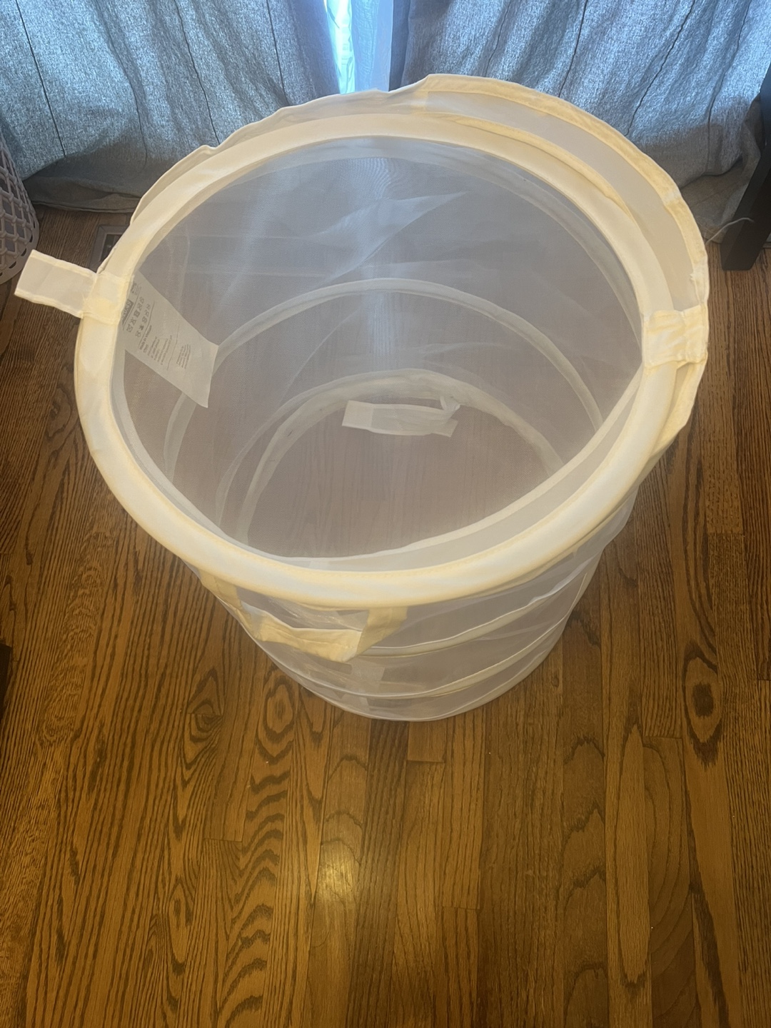White Collapsible Mesh Laundry Basket