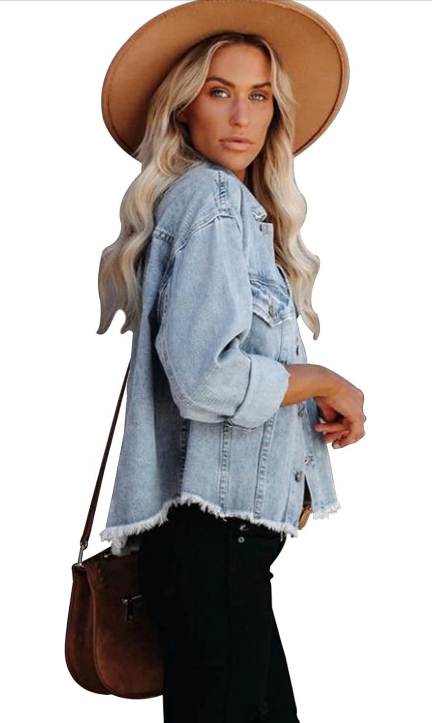 NEW! Light Wash Cropped Mini Lightweight Denim Jacket - photo 3