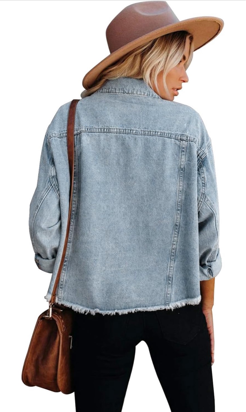 NEW! Light Wash Cropped Mini Lightweight Denim Jacket - photo 2
