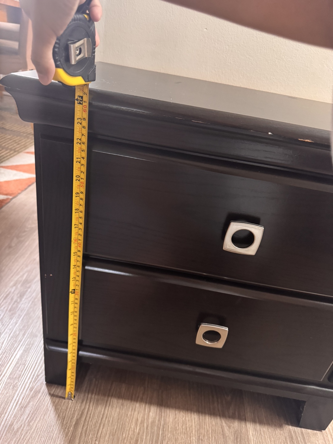 Dark Brown Two-Drawer Nightstand - photo 2