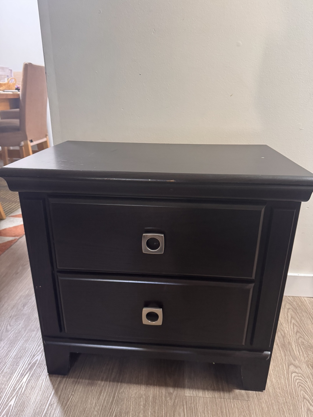 Dark Brown Two-Drawer Nightstand