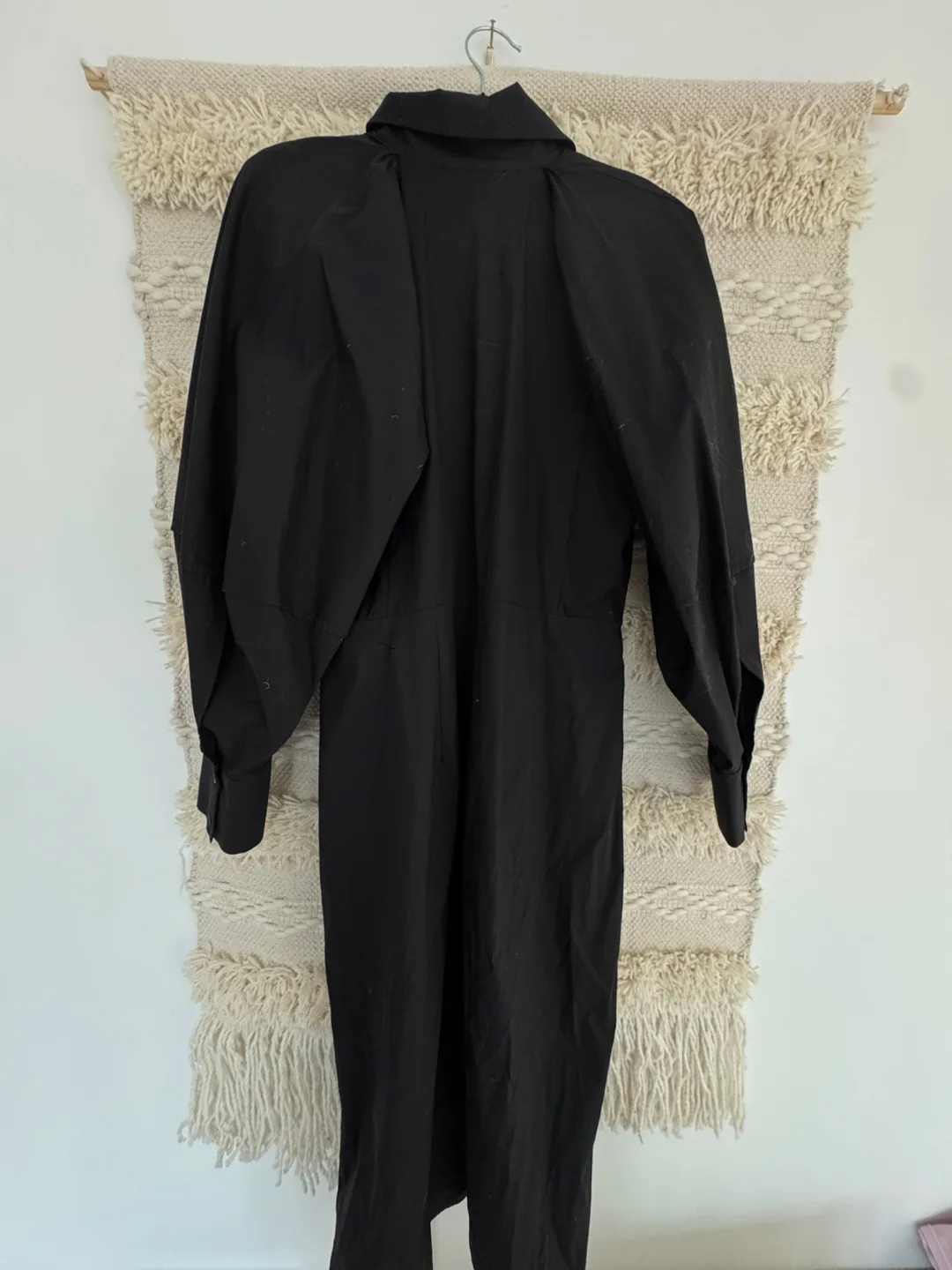 Black collared mini dress with balloon sleeves thumbnail