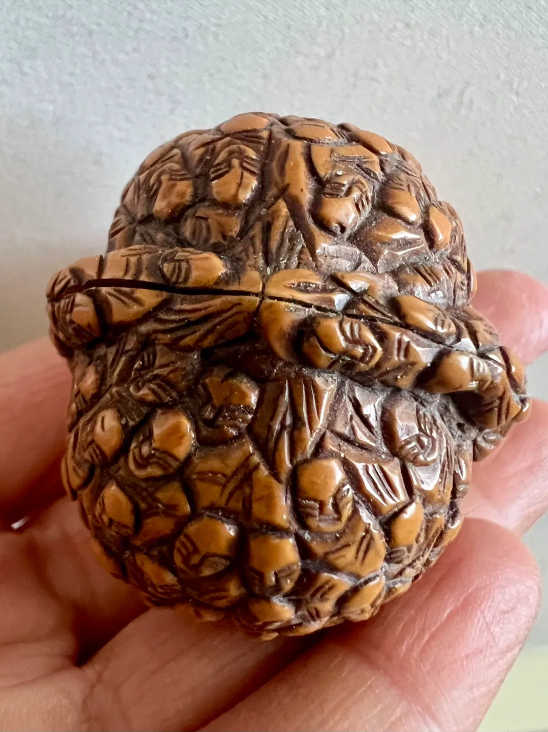 Antique Intricately Carved Walnut with Hundreds of Tiny Faces image indicator(2)