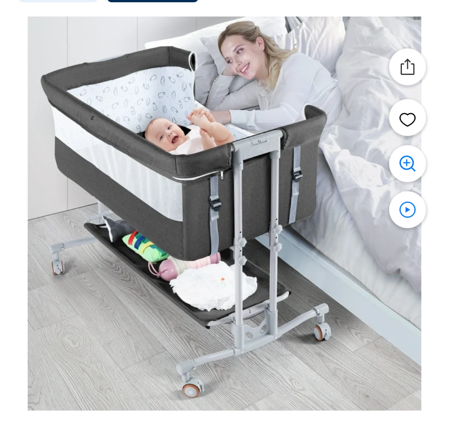 Baby Bassinet with Stand, 3-in-1 Design, Foldable