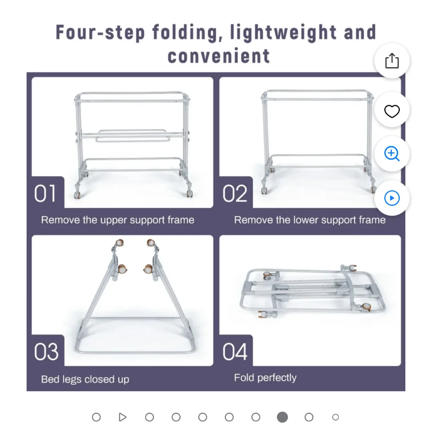 Baby Bassinet with Stand, 3-in-1 Design, Foldable image indicator(5)