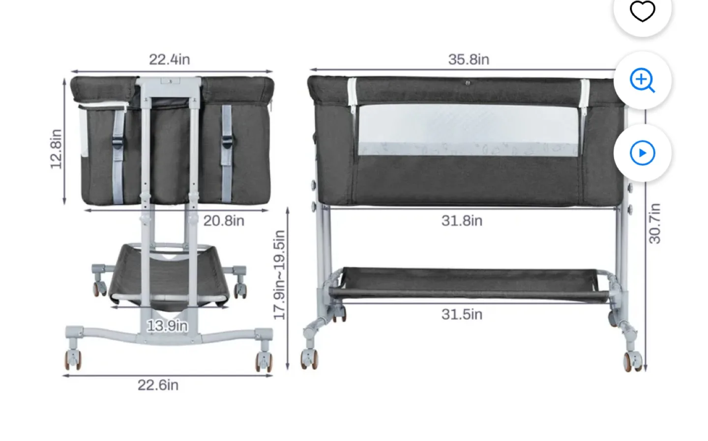 Baby Bassinet with Stand, 3-in-1 Design, Foldable image indicator(2)