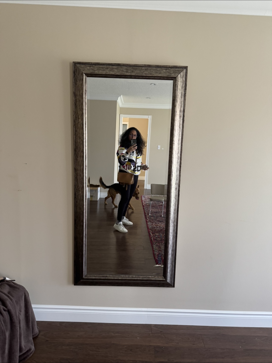 Full-length Floor Mirror with Antique Silver Frame