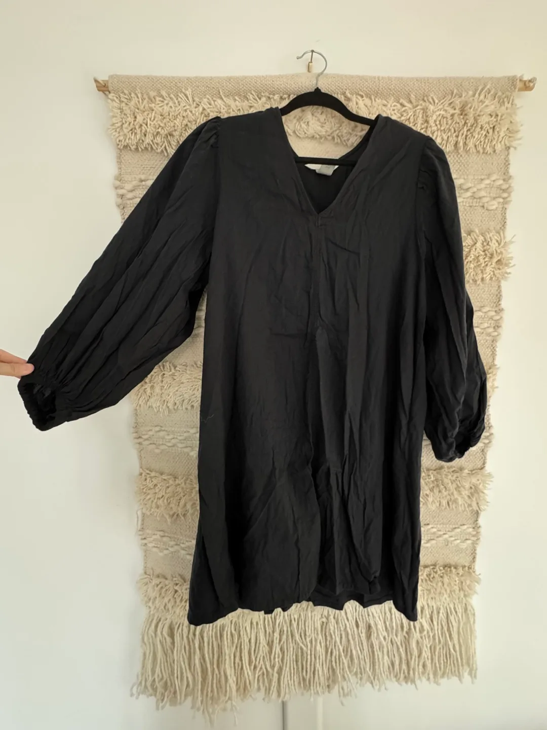 Black 3/4 sleeve mini dress thumbnail