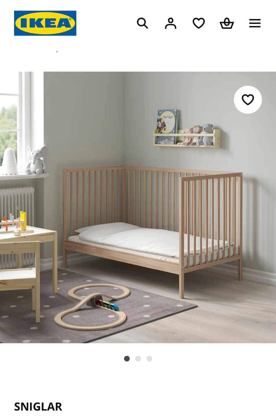 IKEA SNIGLAR Crib - Beech Wood image indicator(6)