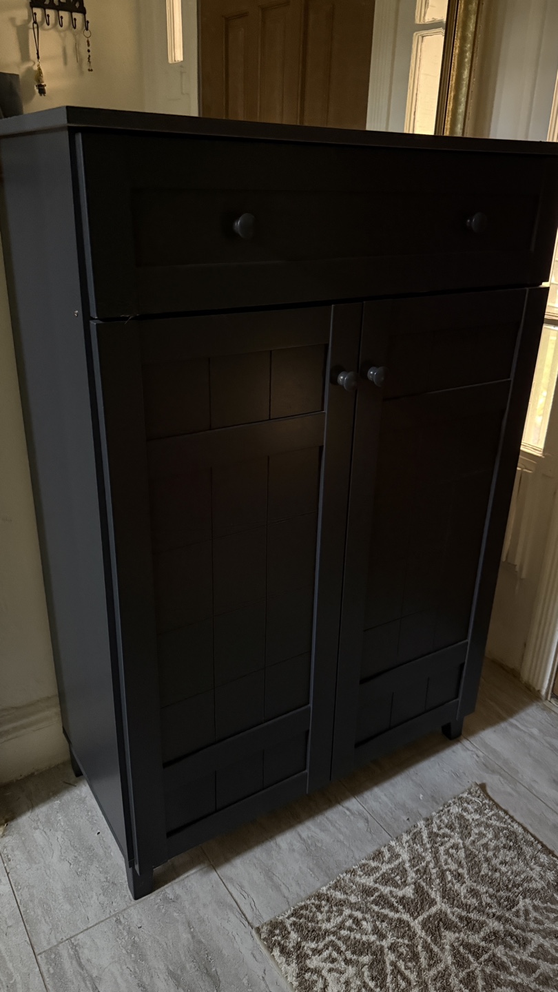 Black Shoe Cabinet with Drawer - photo 3
