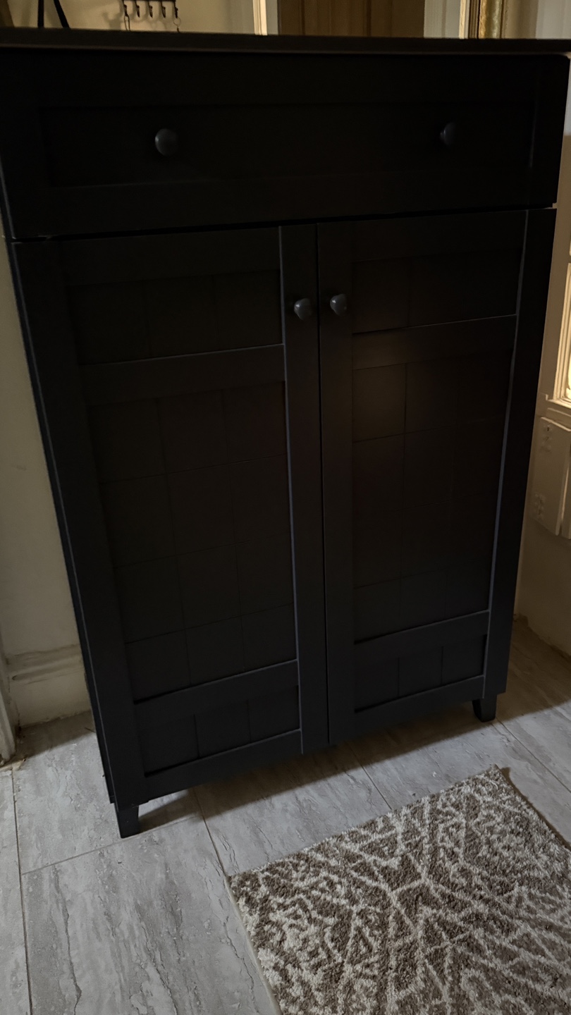 Black Shoe Cabinet with Drawer