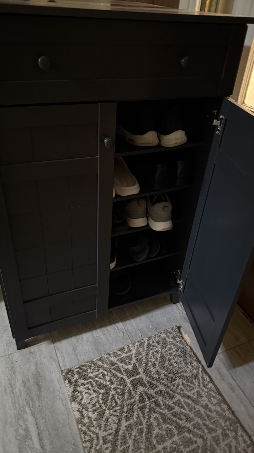 Black Shoe Cabinet with Drawer - photo 2