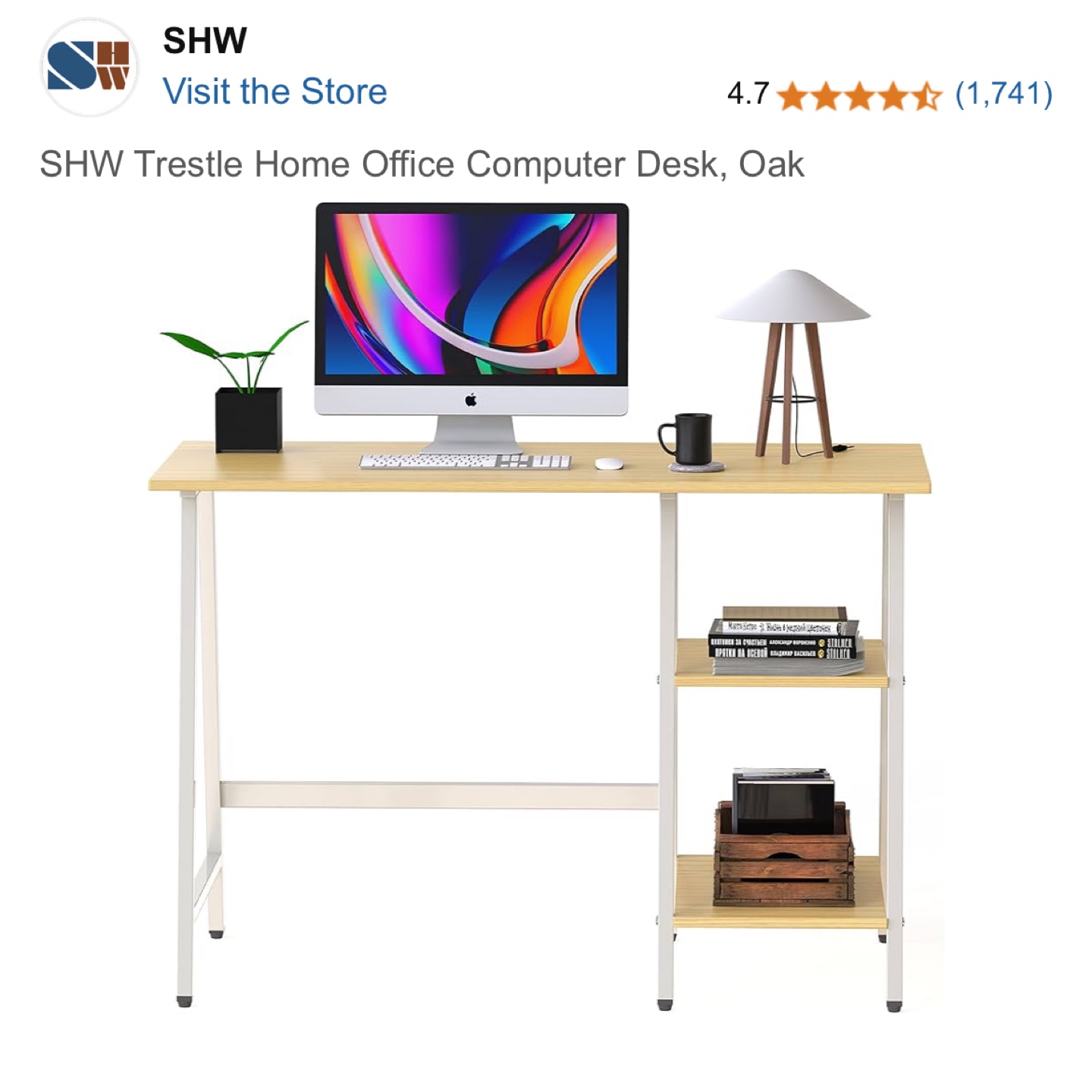 Home Office Computer Desk, Oak - photo 3