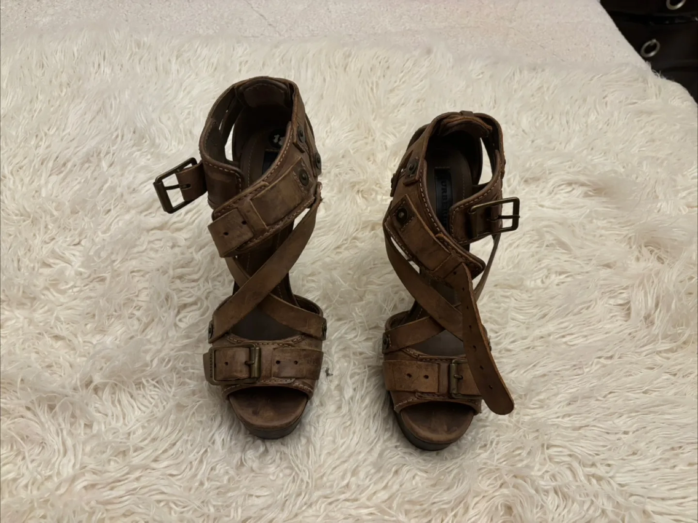 Burberry Brown Leather Platform Heels image indicator(3)