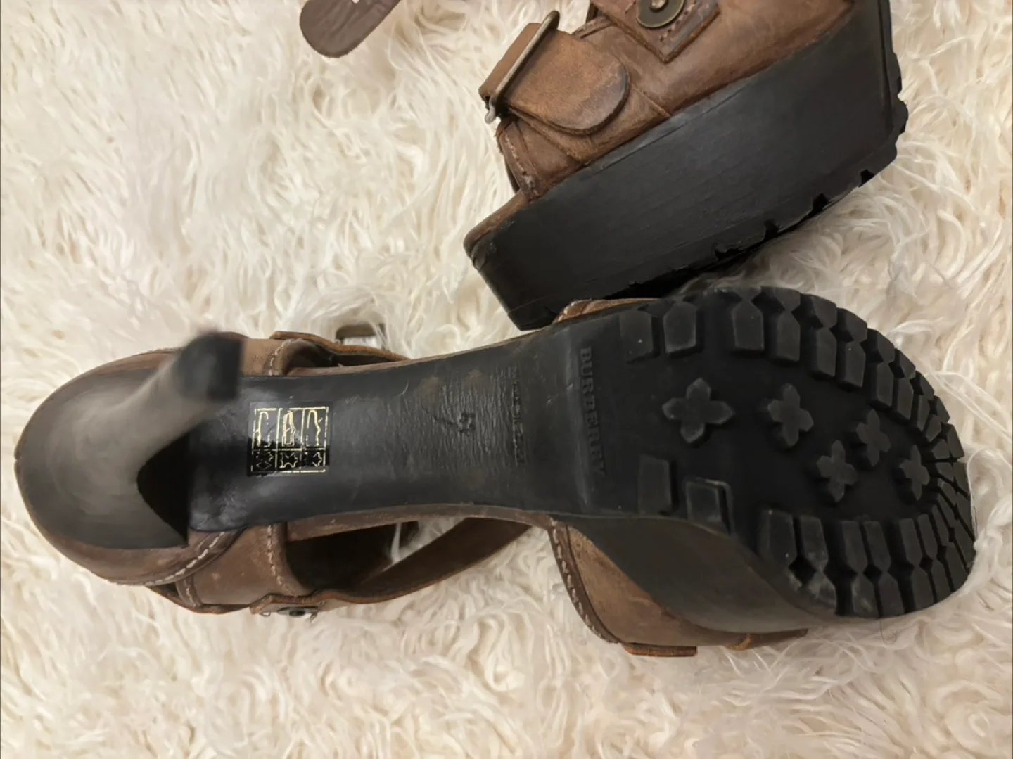 Burberry Brown Leather Platform Heels image indicator(5)