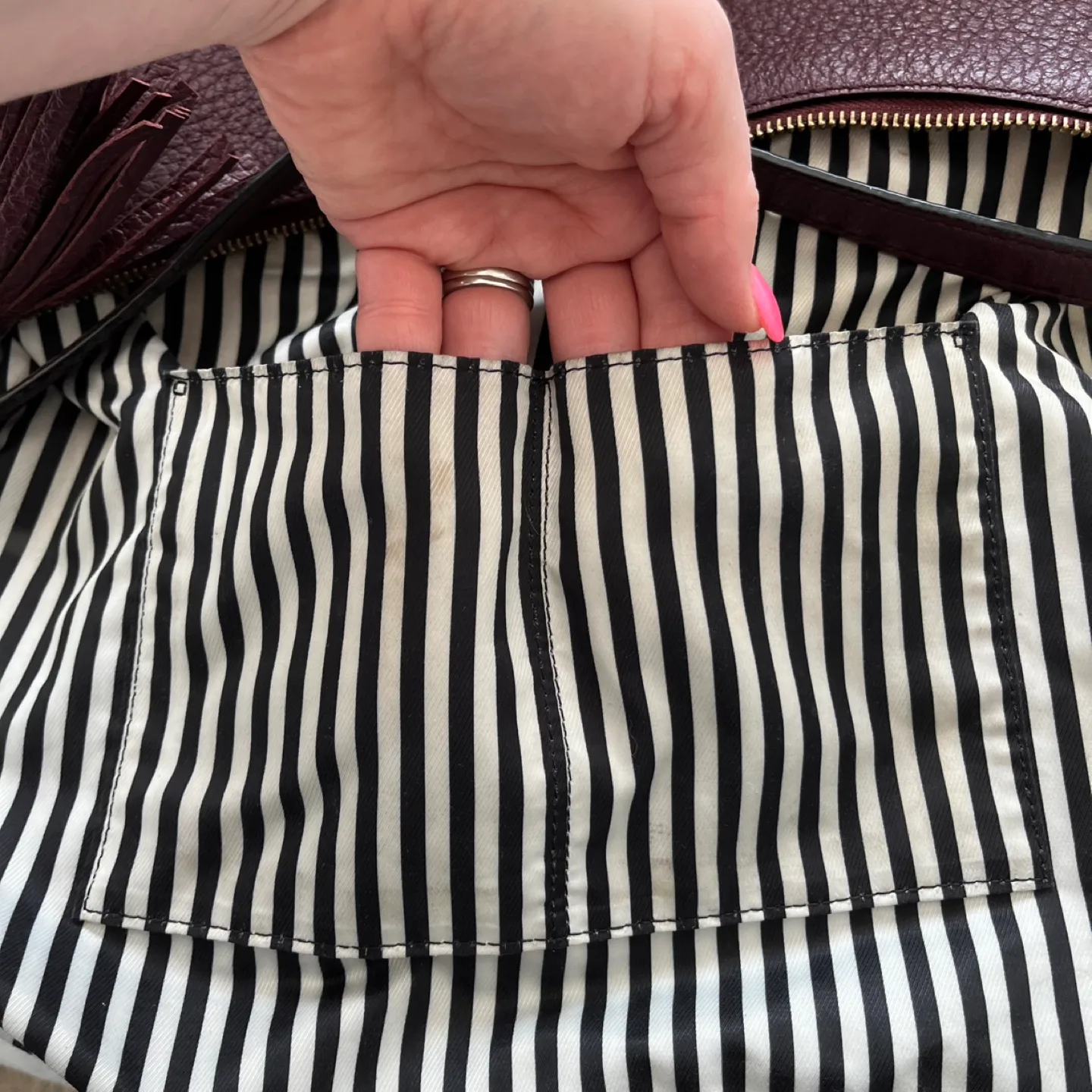 Kate Spade Hobo Burgundy Leather Shoulder Bag image indicator(4)