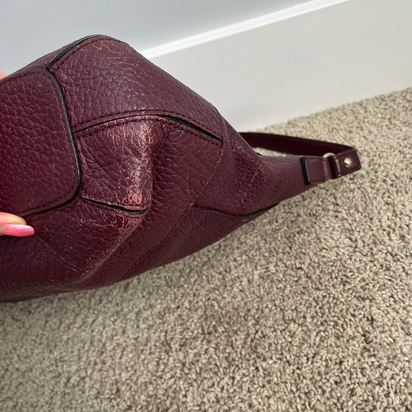 Kate Spade Hobo Burgundy Leather Shoulder Bag image indicator(8)