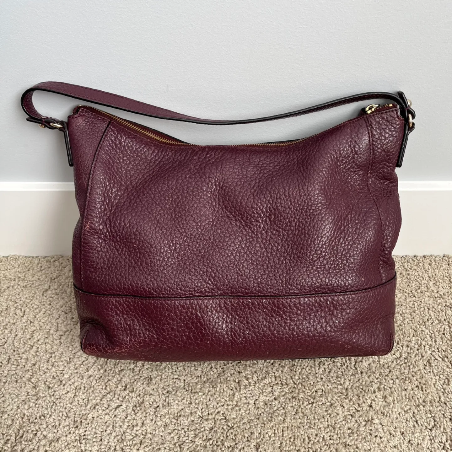 Kate Spade Hobo Burgundy Leather Shoulder Bag image indicator(10)