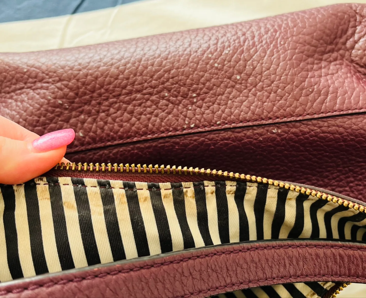 Kate Spade Hobo Burgundy Leather Shoulder Bag image indicator(5)