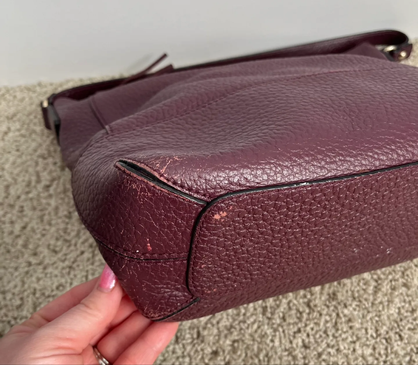 Kate Spade Hobo Burgundy Leather Shoulder Bag image indicator(7)