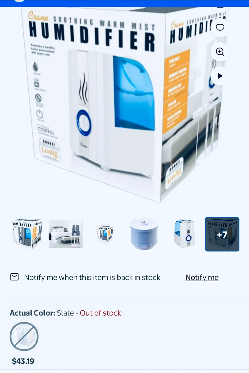 Crane Humidifier - Soothing Warm Mist image indicator(3)