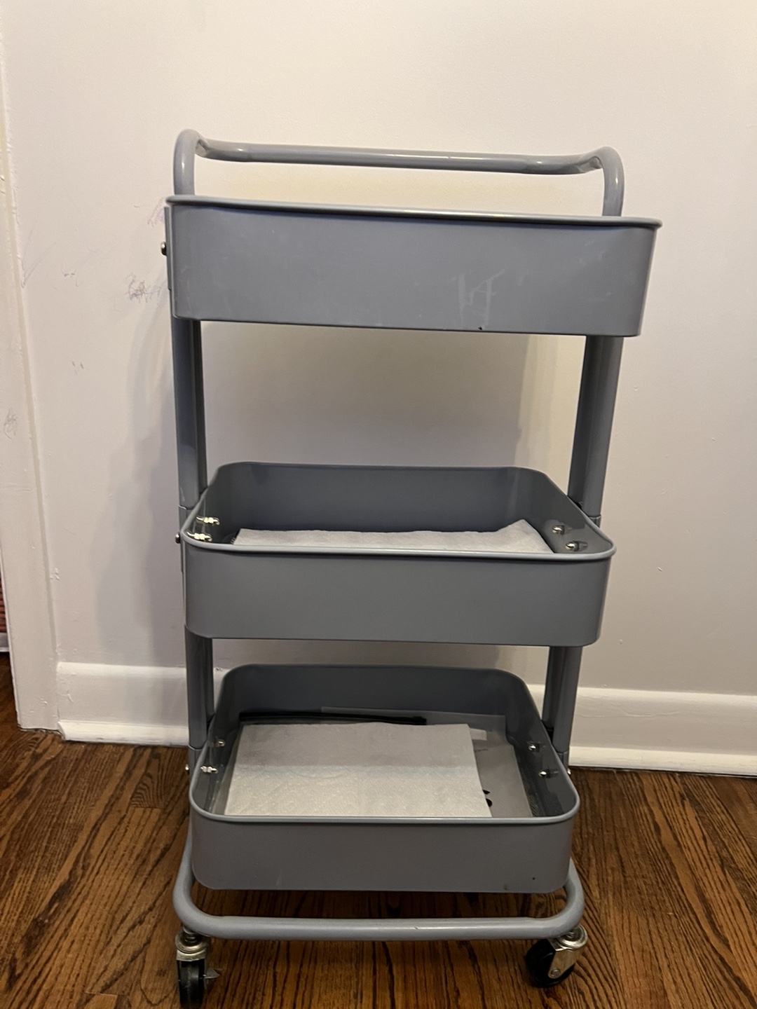 Three-Tier Rolling Cart - Grey Metal - photo 2