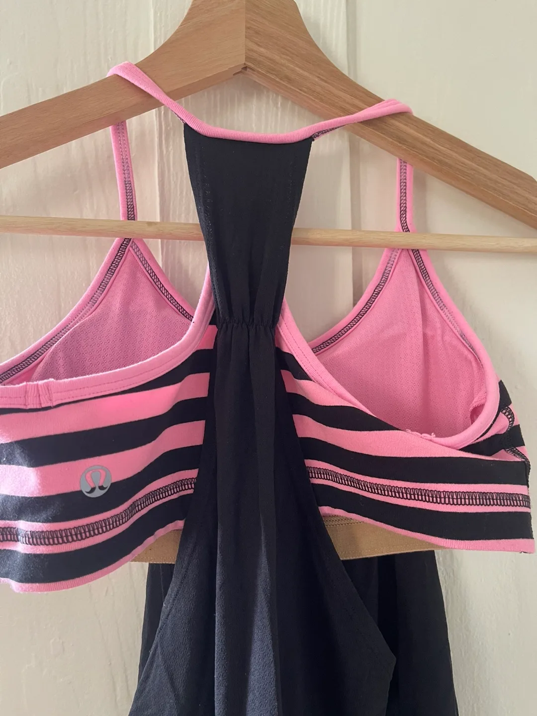 Lululemon Black and Pink Striped Tank image indicator(2)