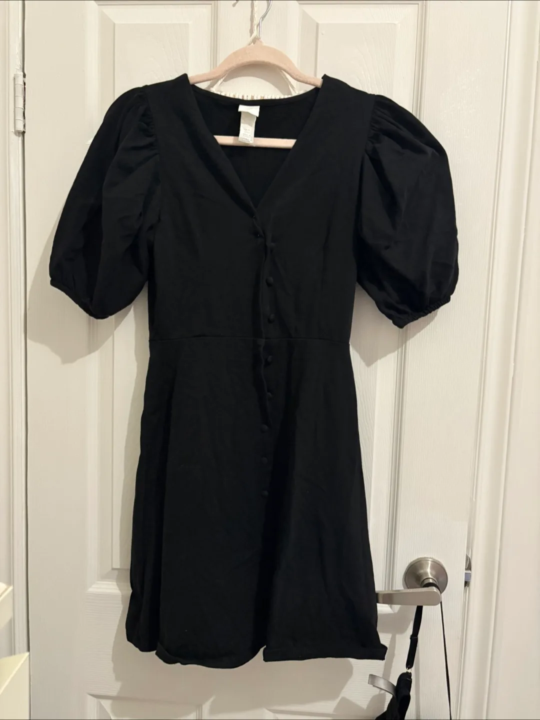 HM Black Puff Sleeve Button-Down Mini Dress - Size XS image indicator(2)