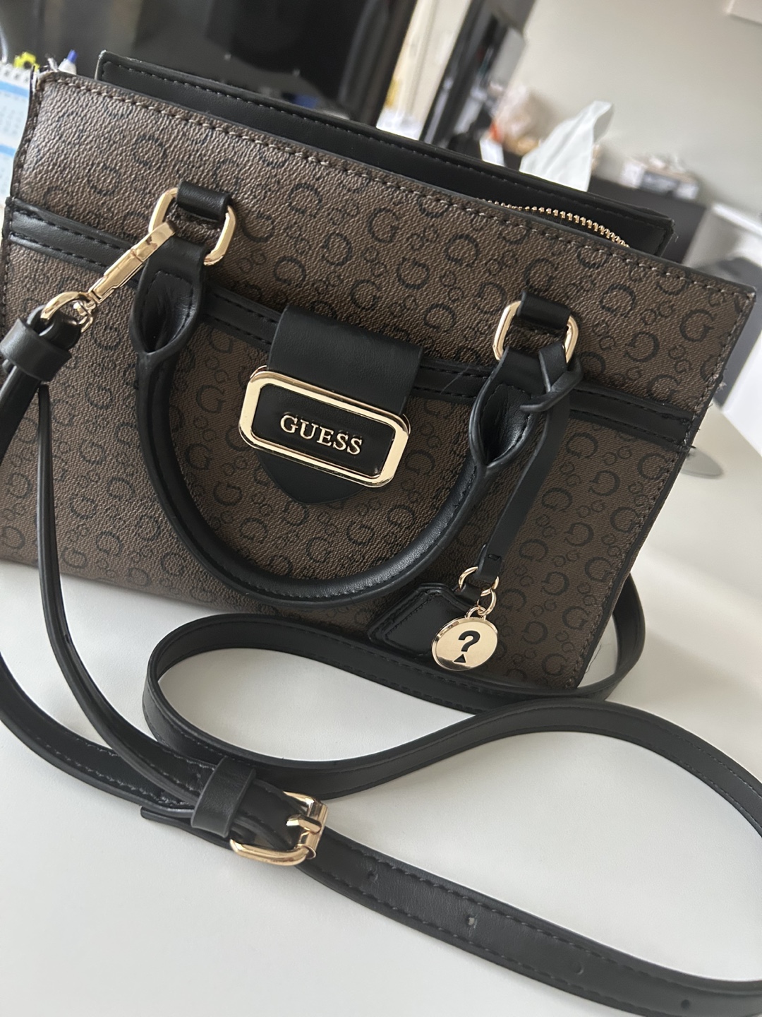 GUESS Brown & Black Satchel Handbag