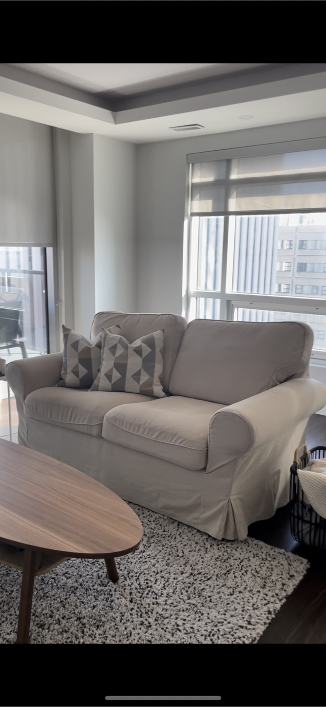 IKEA Loveseat - Beige Slipcovered Sofa - photo 2