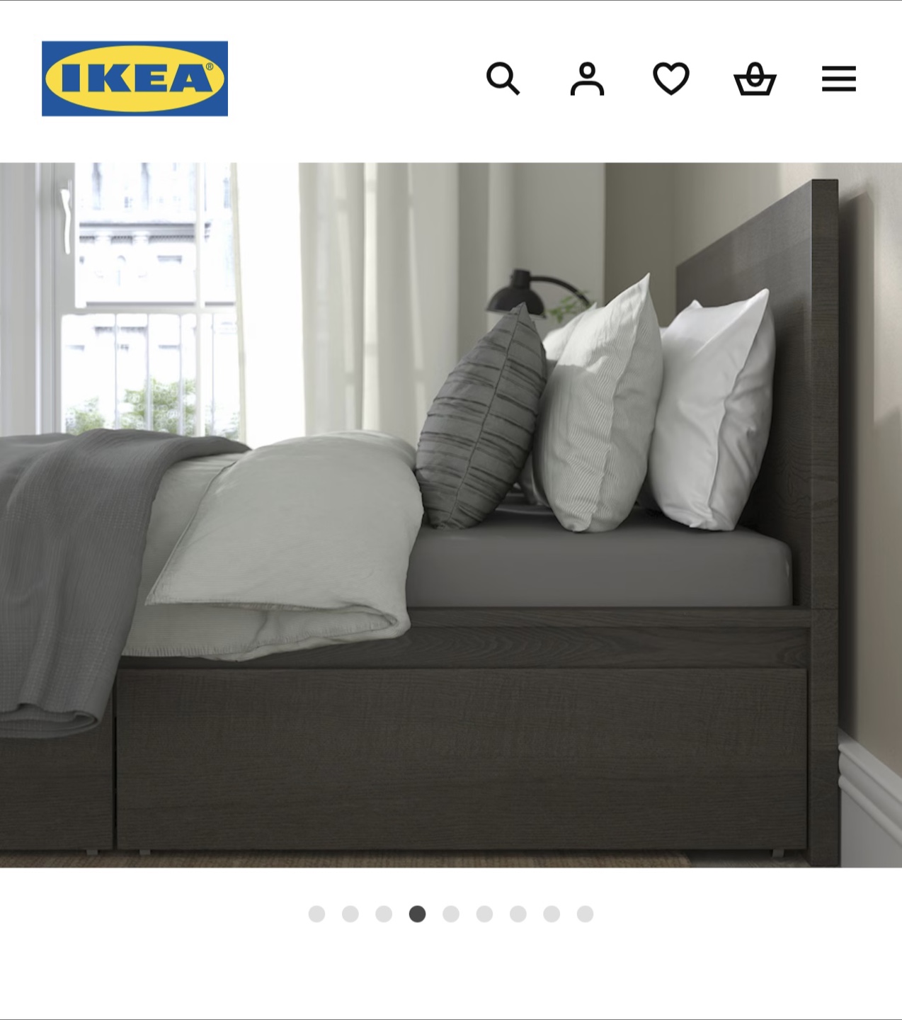 IKEA king size bed Frame with Storage, Dark Grey-Brown - photo 3