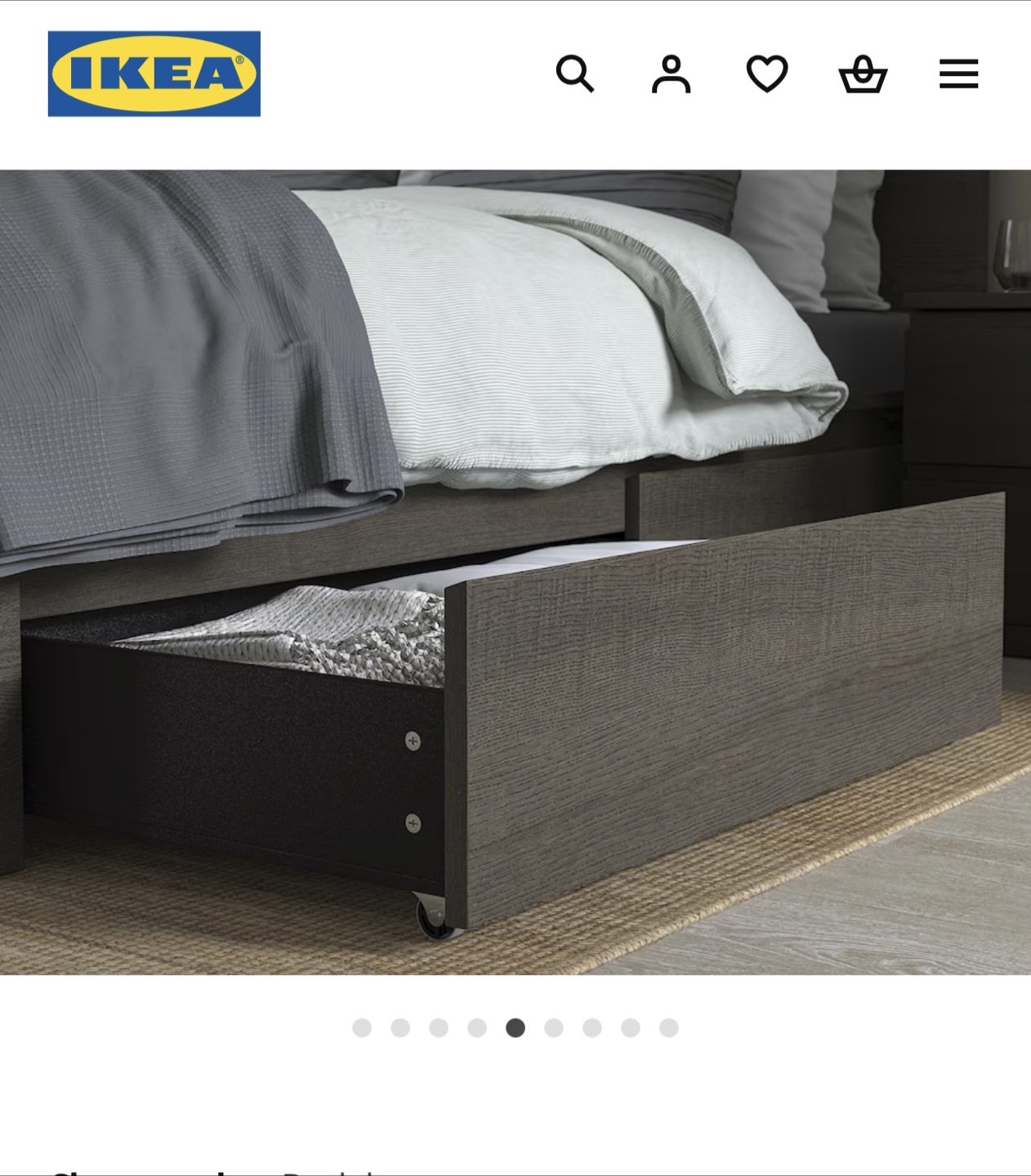 IKEA king size bed Frame with Storage, Dark Grey-Brown - photo 4
