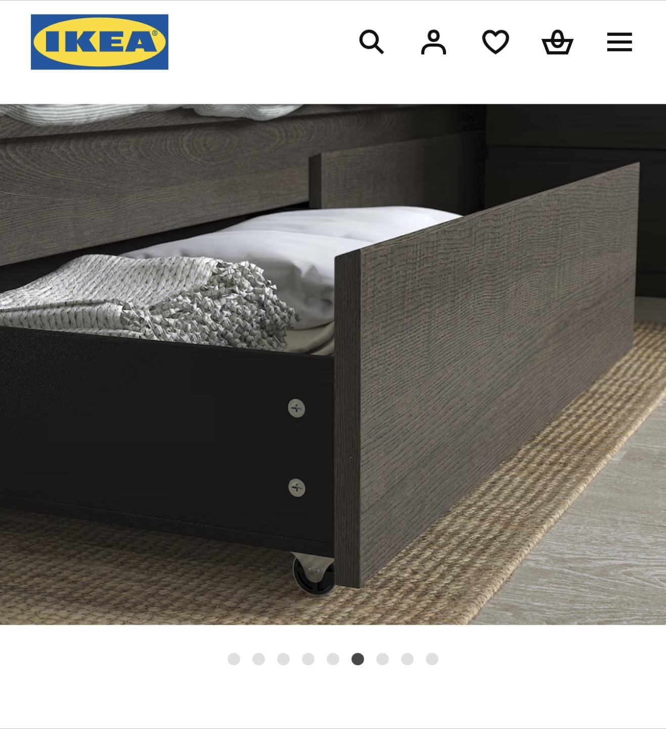 IKEA king size bed Frame with Storage, Dark Grey-Brown - photo 5