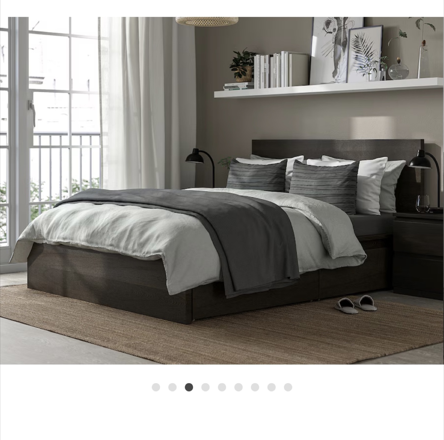 IKEA king size bed Frame with Storage, Dark Grey-Brown - photo 2