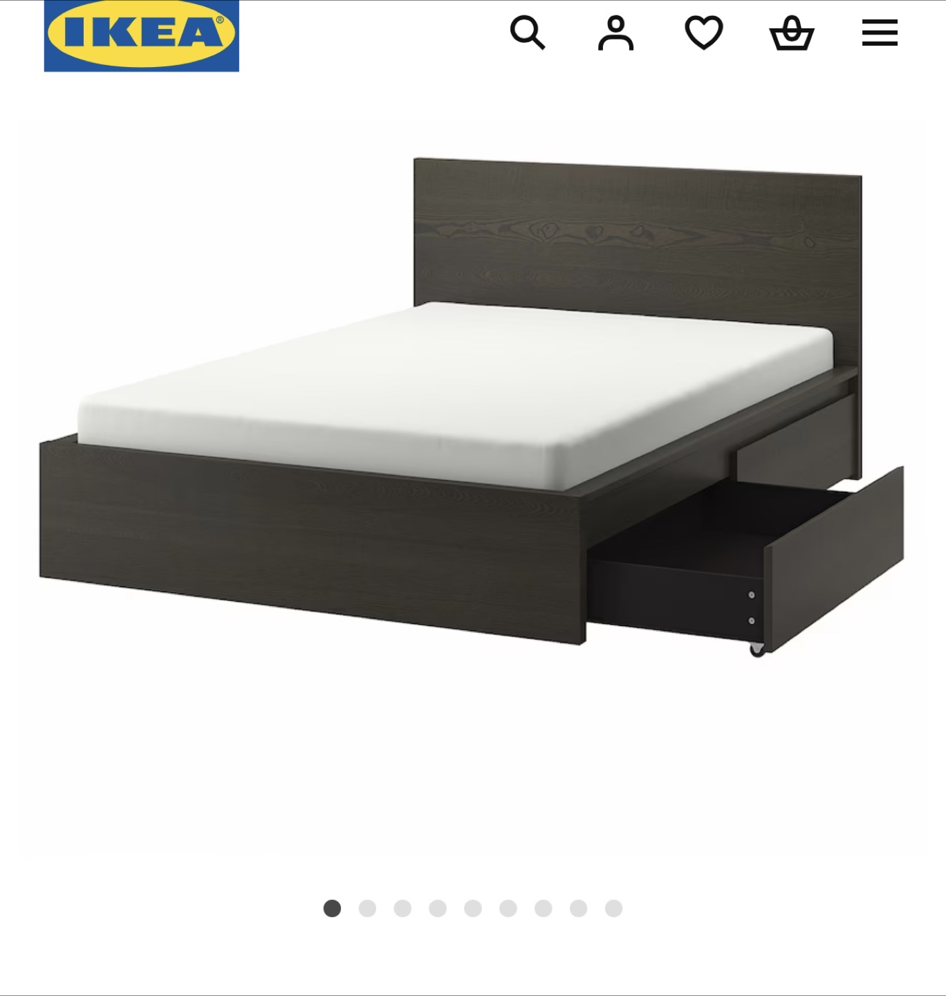 IKEA king size bed Frame with Storage, Dark Grey-Brown