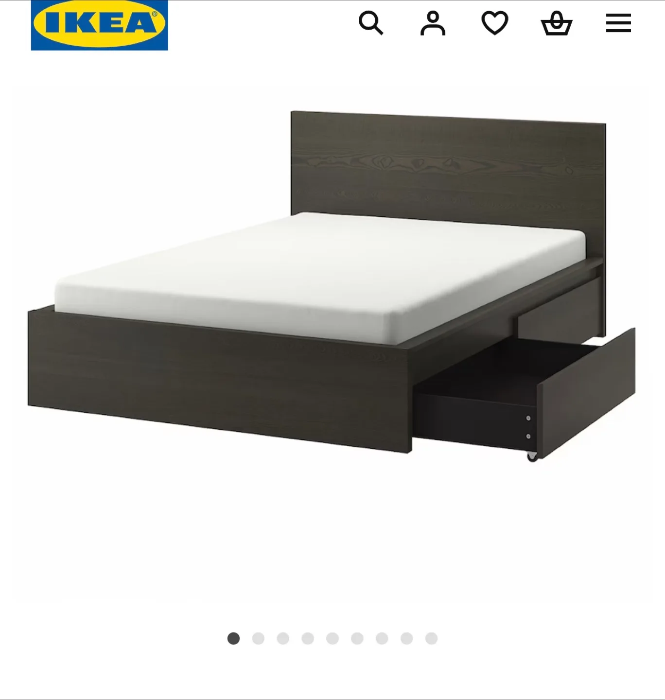 IKEA king size bed Frame with Storage, Dark Grey-Brown thumbnail